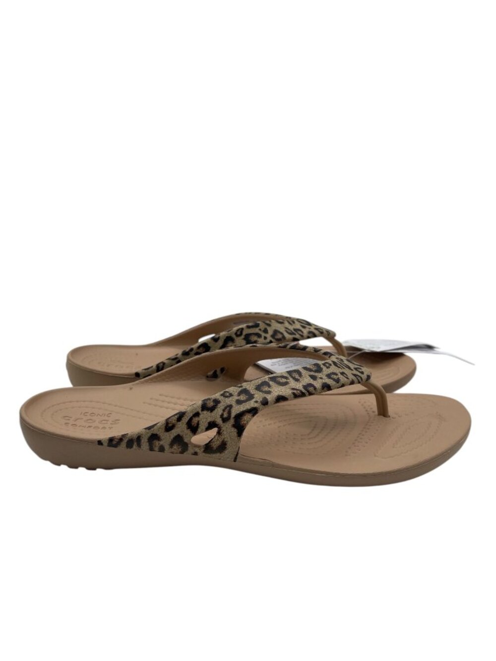 Crocs Women's Kadee II Leopard Printed Flip Flop Sandals SZ 7